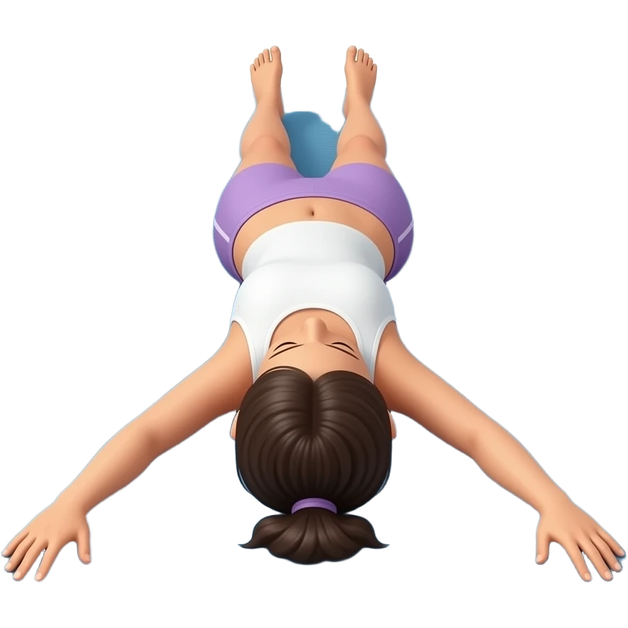 woman lying down on mat facing down with arms and legs extended emoji