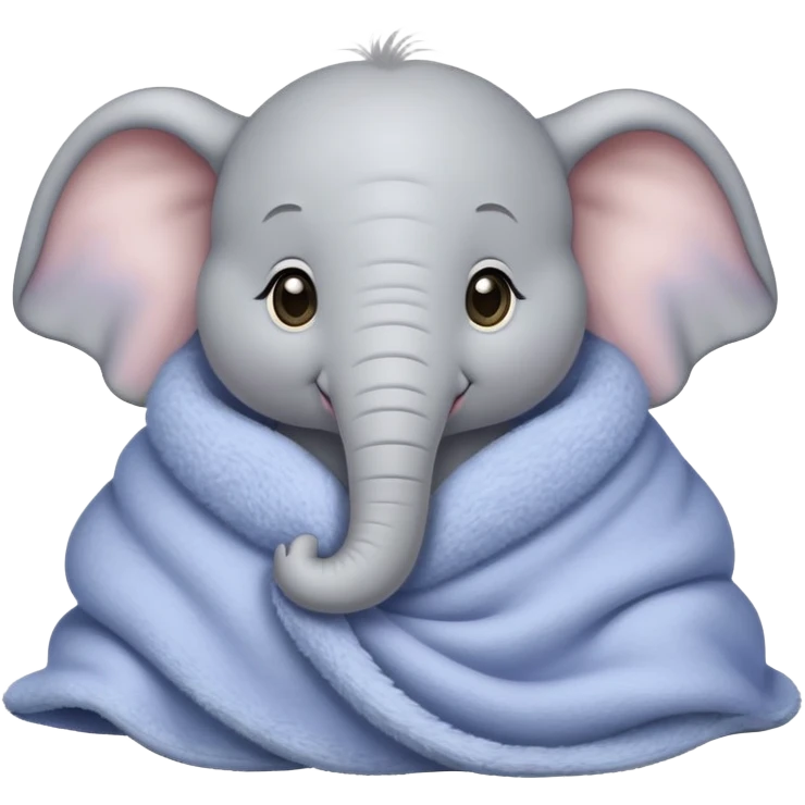 baby white elephant cozy in a periwinkle blanket emoji