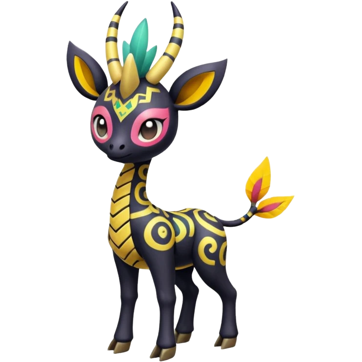zig-zag-patterned tribal tropical hot Meloetta-Giraffarig-Giratina-Noibat-Pokémon-Fakémon-fusion-hybrid-creature emoji