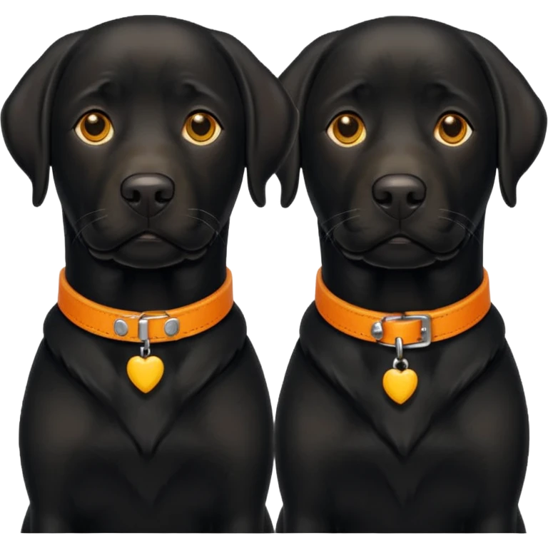 2 black labradors yellow and orange collar emoji
