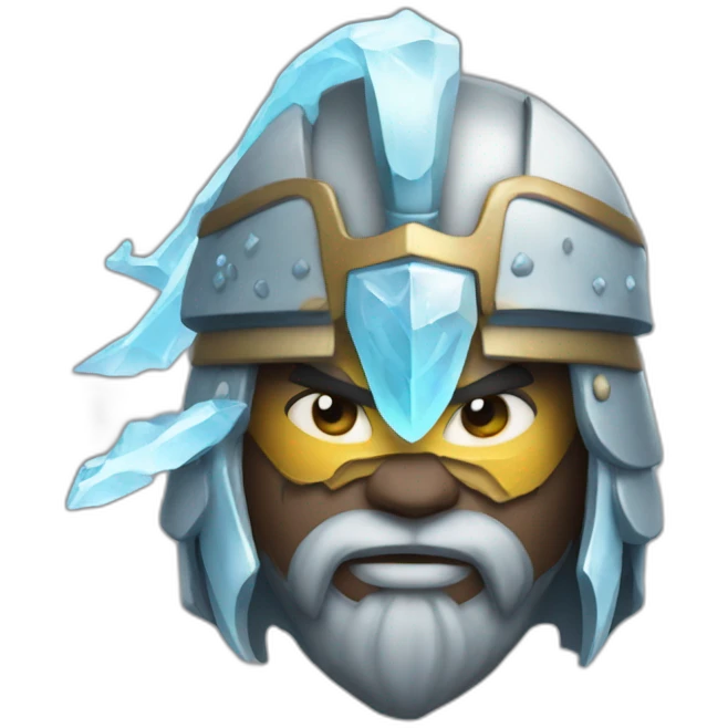 Warrior with sword with an icy head emoji