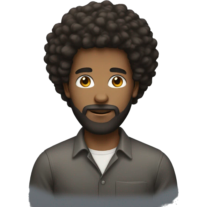 A male with a beard and long afro hair emoji