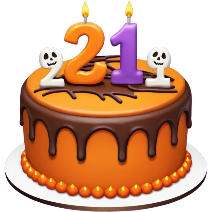 Halloween birthday cake with number 21 on it emoji