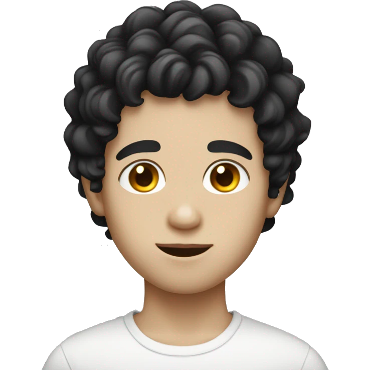 Boy with black wavy hair and white skin emoji