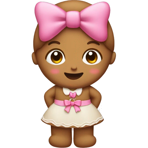 A girl gingerbread with a pink bow. Neutral colours emoji