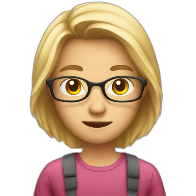 a student looking at an iPhone emoji