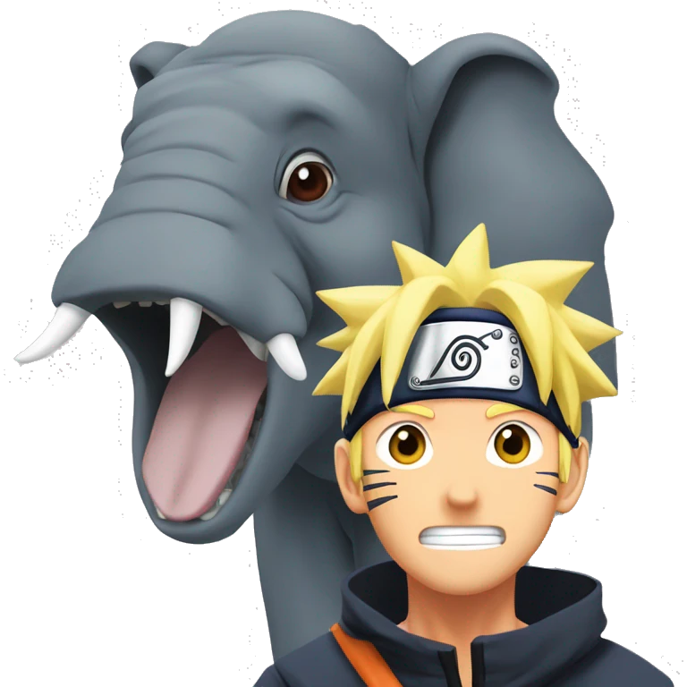 Naruto from Naruto rplae his face with an elephanthead  emoji