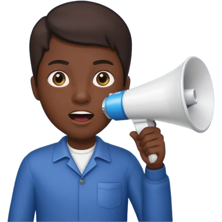 UN  CON OJOS Y BOCA QUE TENGA UN MEGAFONO Y ESTE PARADO emoji