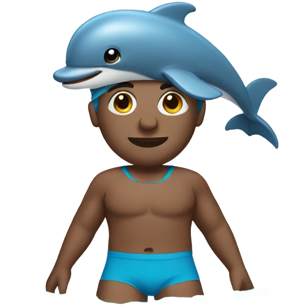 Man swimming wearing a dolphin outfit emoji