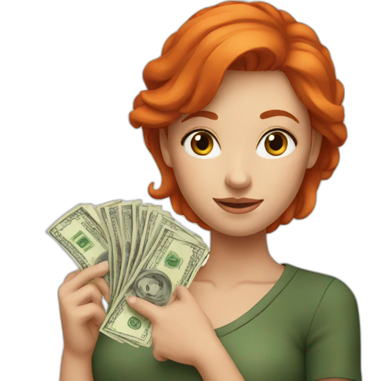 a redhead with money in her hand emoji