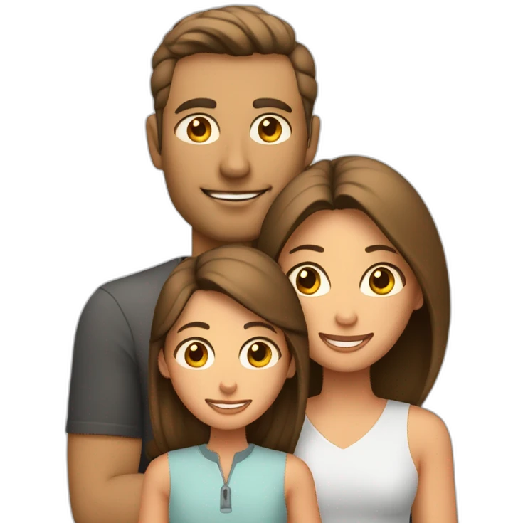 Mom, dad and daughter with cone corso  emoji