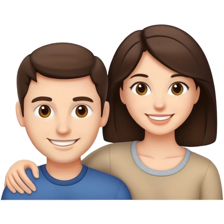 Brunette couple smiling emoji