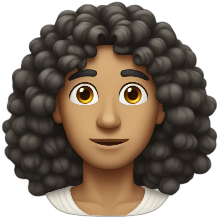 Egyptian dude with a long nose, curly hair, and oval face emoji