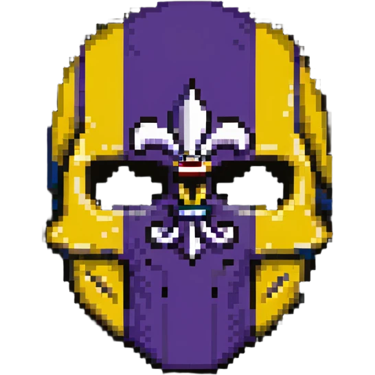 Louisiana themed ski mask with state flag colors and outline emoji