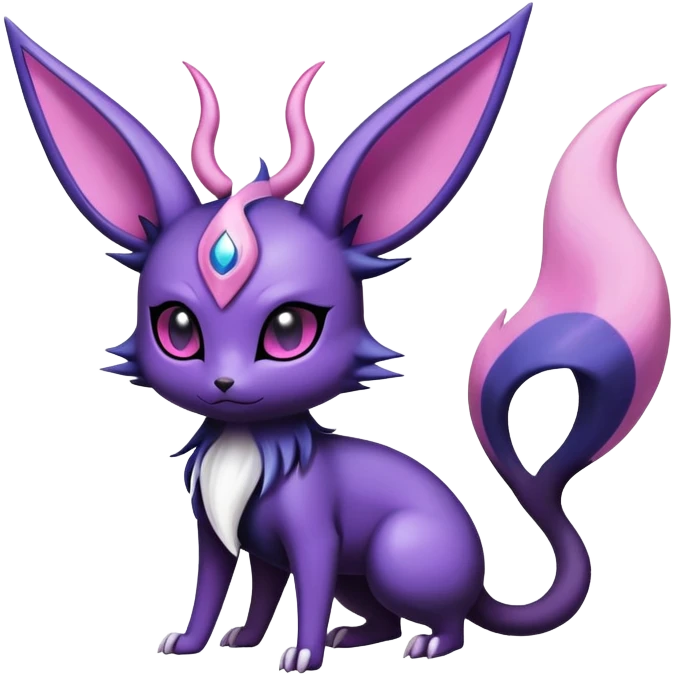 Shiny Exotic Badass Magical Ethereal Royal Mysterious Gothic Noibat-Espeon-Umbreon-Sylveon-Pokémon-Fakémon-hybrid-creature (full body) with horns emoji