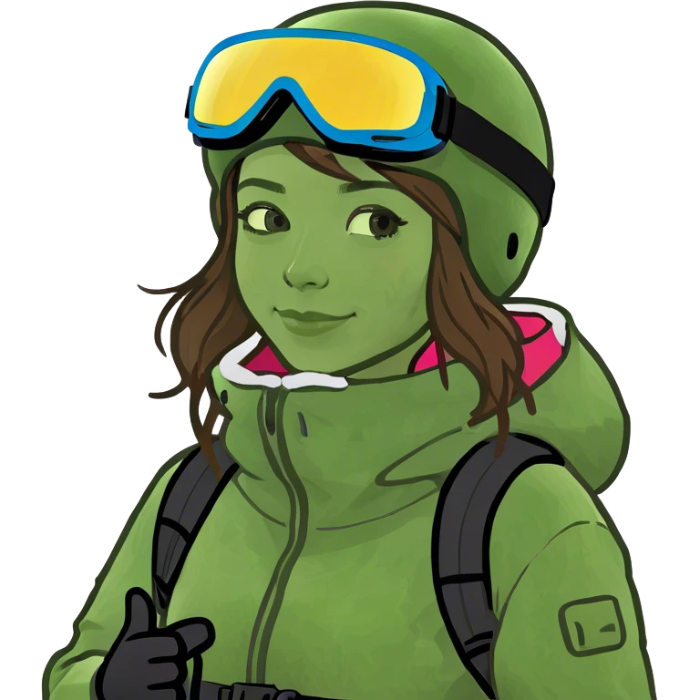 Woman with brown hair snowboarding in Japan 3d emoji