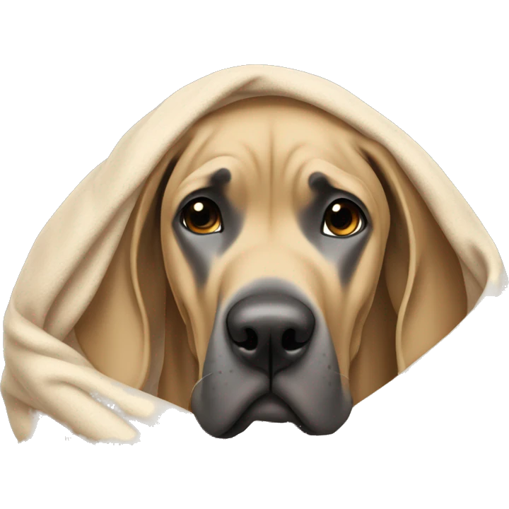 tan colored great dane wrapped in a blanket  emoji