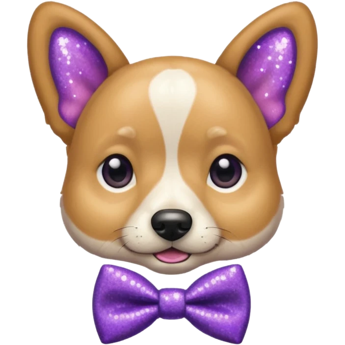 Cachorro adulto com gravata roxa com glitter emoji