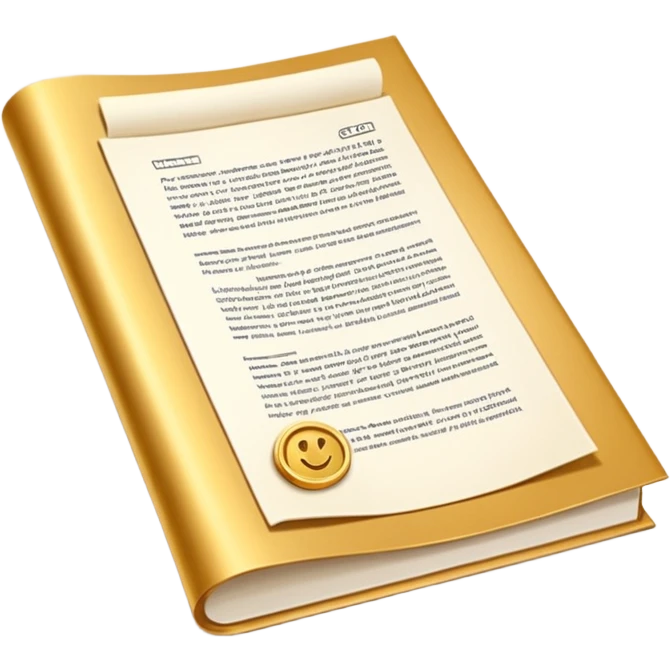 3D perspective Premium contract golden paper signed emoji