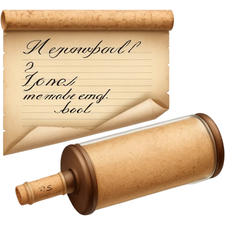 message round bottle with paper roll inside bottel emoji