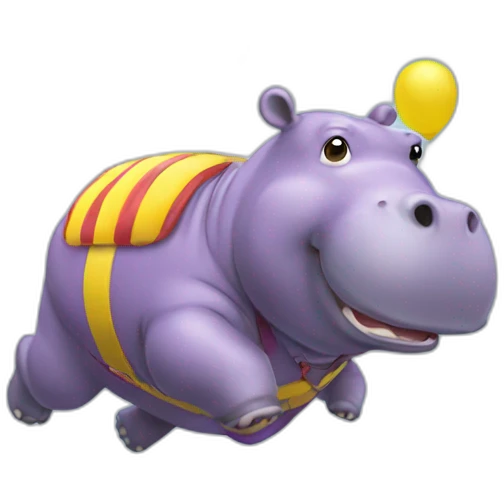 Hippo jumping parachute emoji