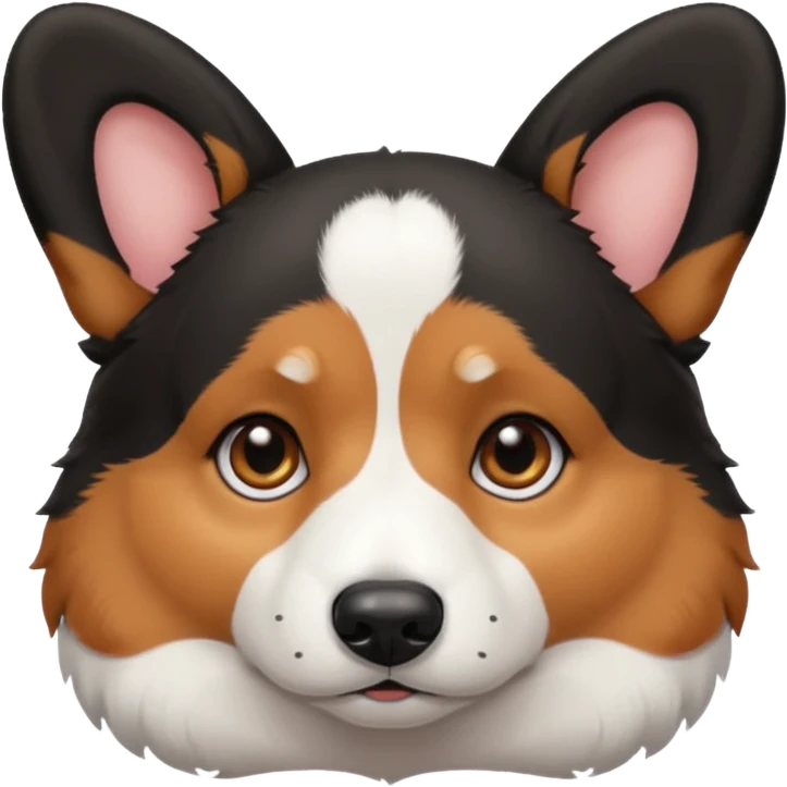 sad black tricolor corgi with no tail emoji