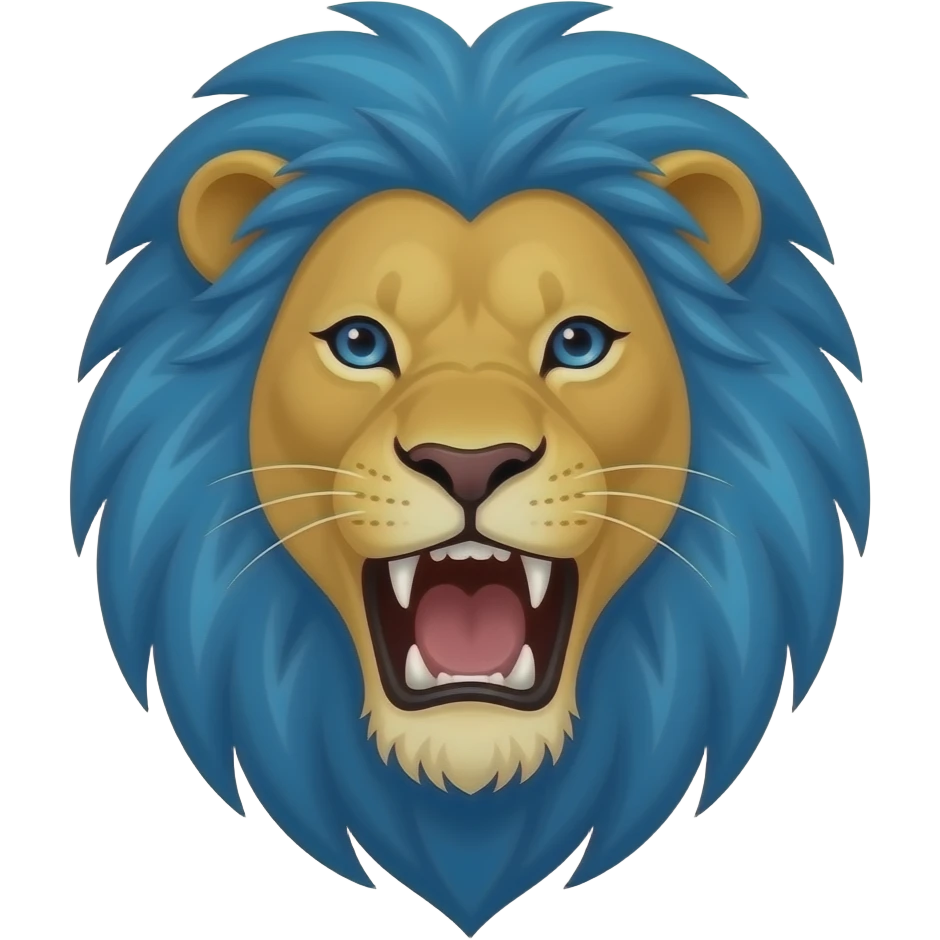 roaring lion face with blue mane emoji