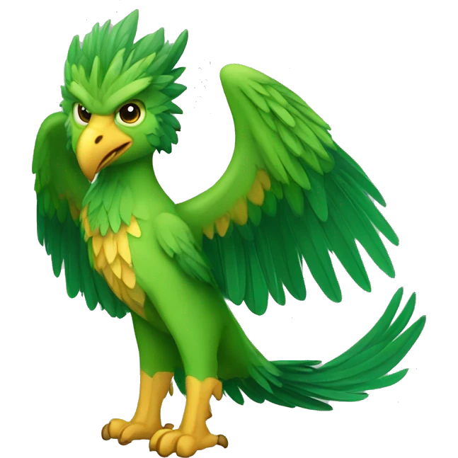 Full-body green gryphon with a beak for its mouth and wings emoji