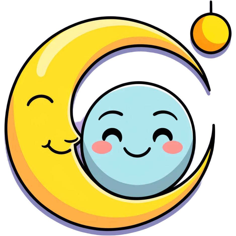 A Moon hugging a Sun emoji
