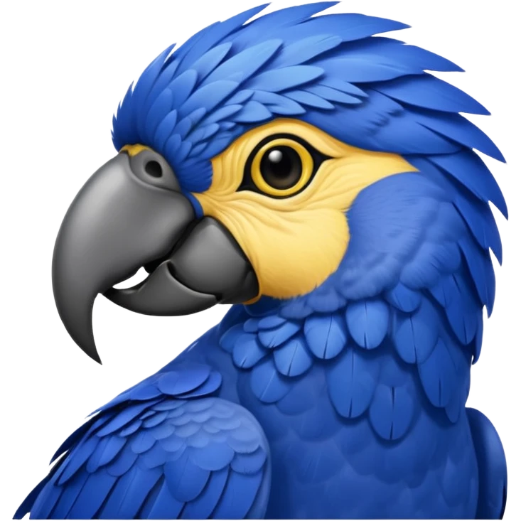 Hyacinth macaw with all blue feathers except for yellow around beak and eyes emoji