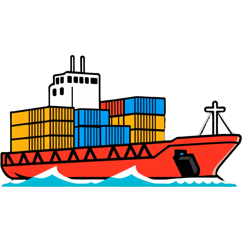 Cargo container ship in ocean emoji