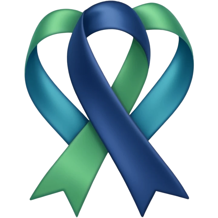 Lighter Green and  dark blue awareness ribbon  emoji