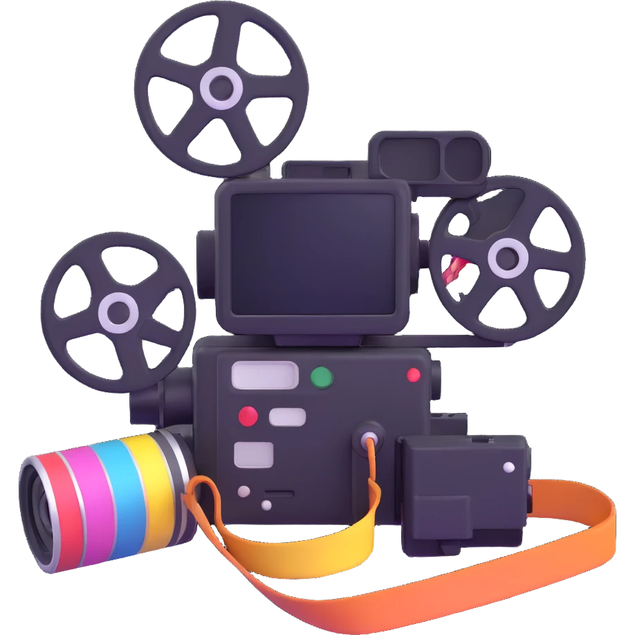 video camera with film reels emoji