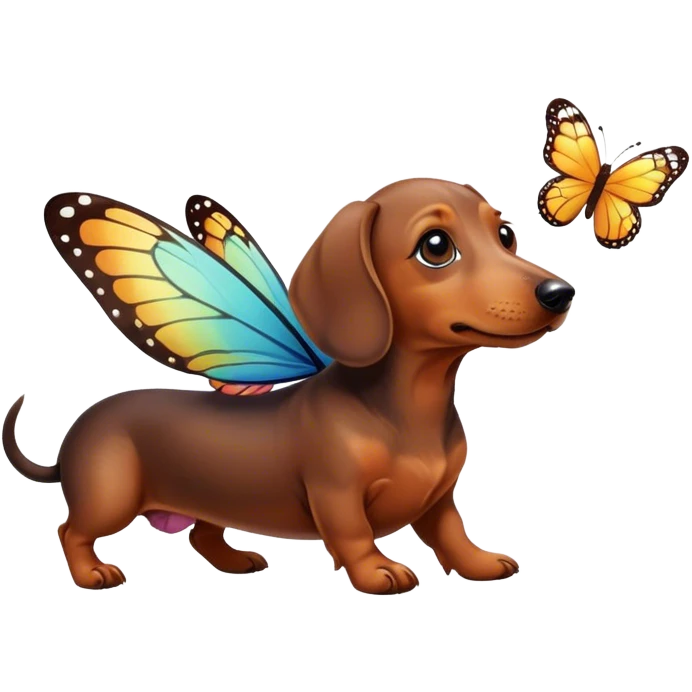 Dachshund with butterfly emoji