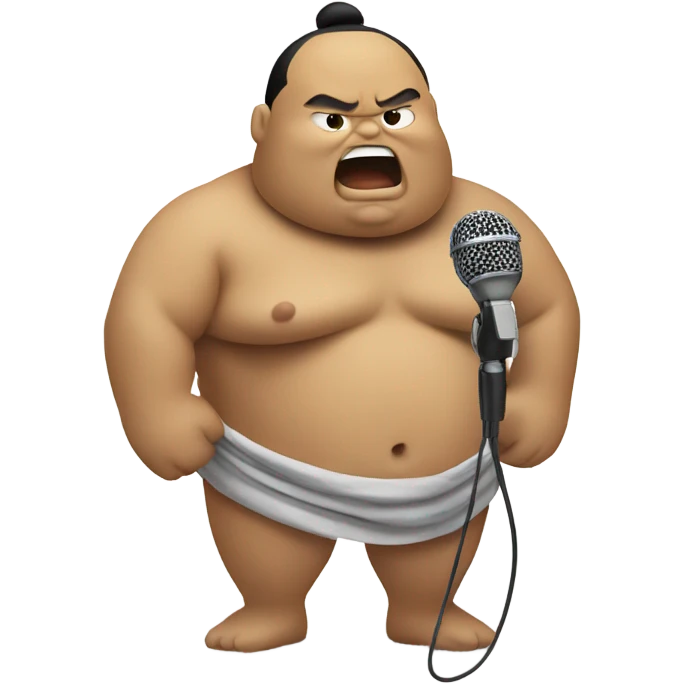 Sumo wrestler singing with microphone  emoji