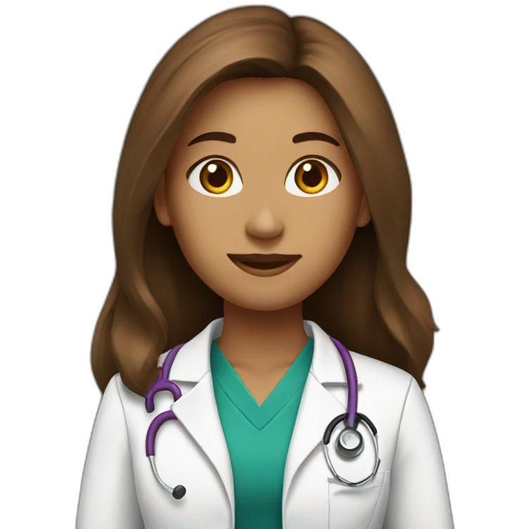 doctor women brown long hair emoji
