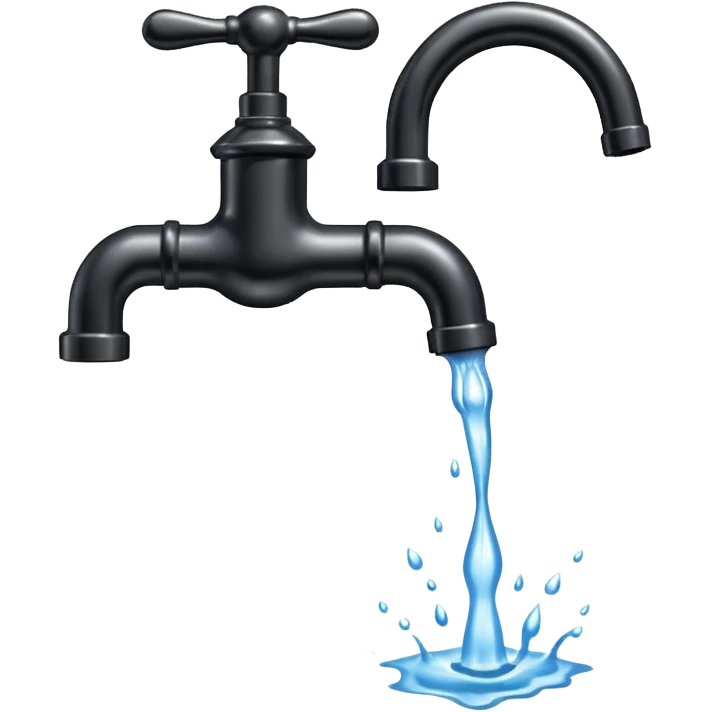 
water pouring from an old tap, 1980 emoji