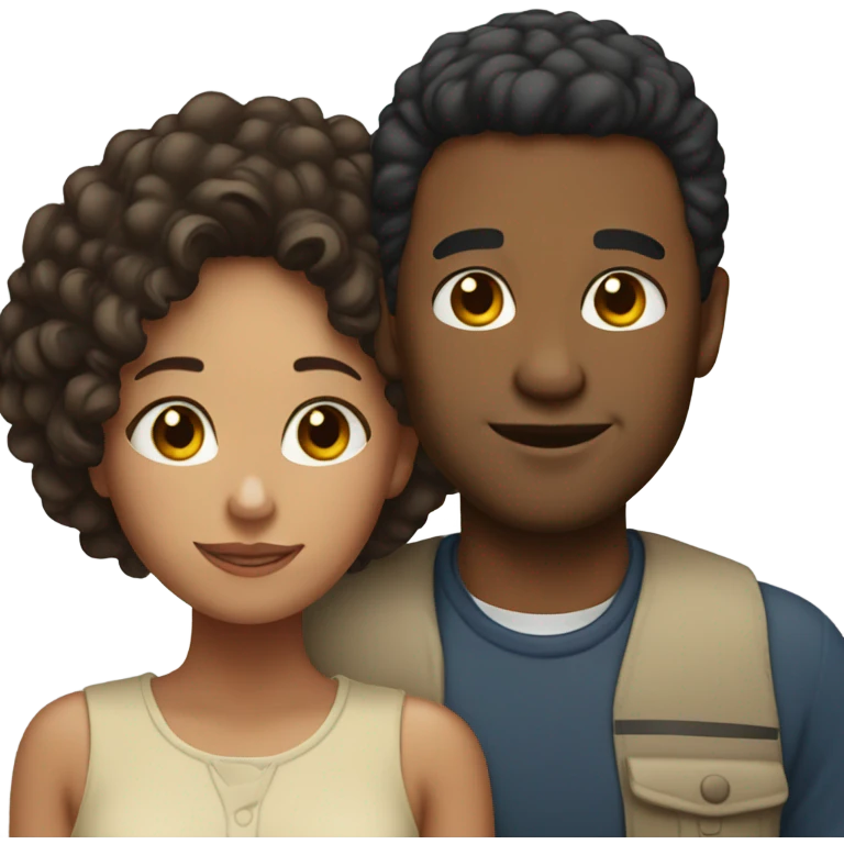 Biracial couple posing emoji
