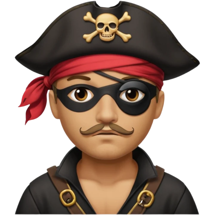 pirate with black eyepatch covering one eye and with only one eye emoji