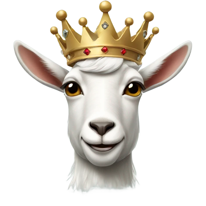 Stylish goat wearing white shirt and a crown emoji