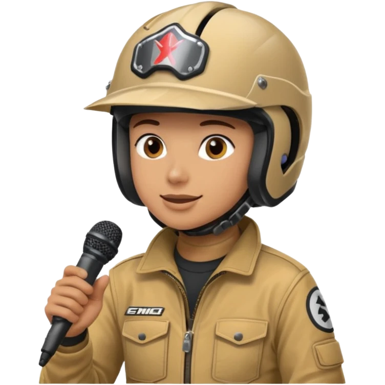 dirtbike rider on stage being interviewed emoji