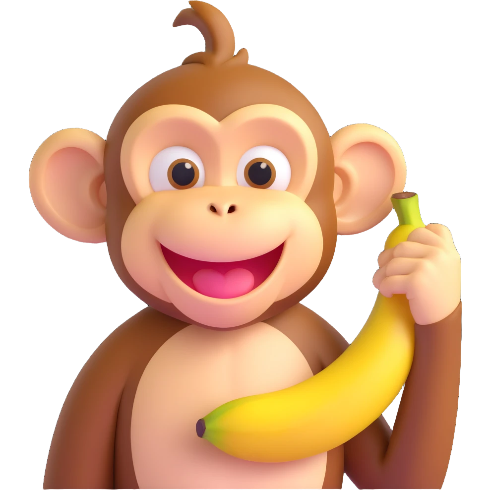 smiling monkey using a banana as a phone cheerful emoji