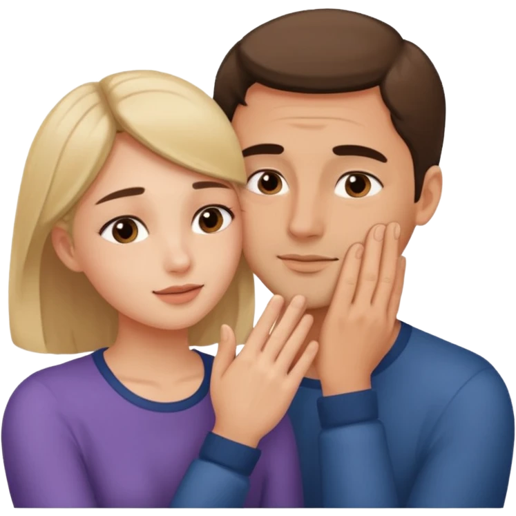 only one Girl touching his face with his own both hand, and smoothly rubbing the face emoji