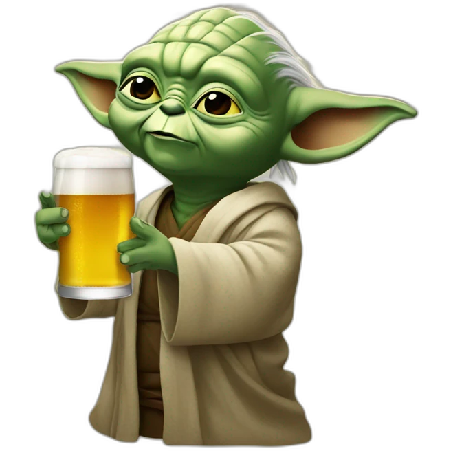 yoda drinking a beer emoji