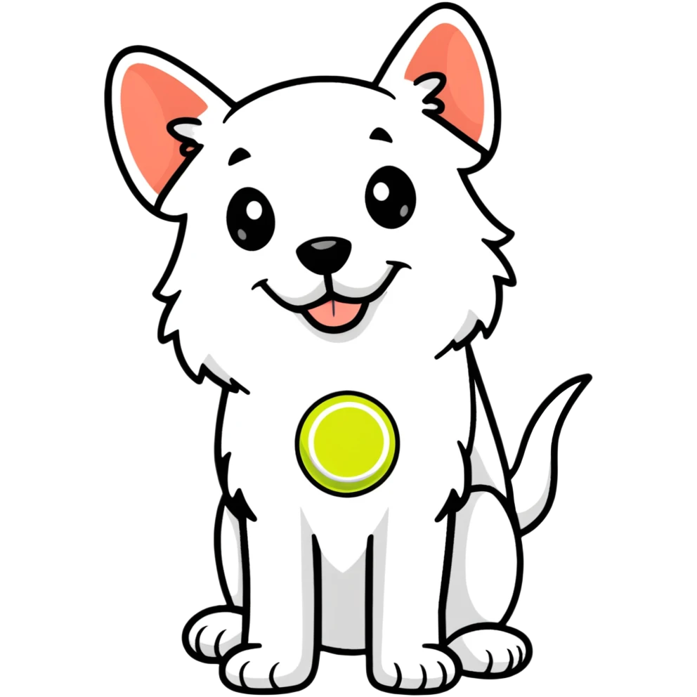 playful dog with tennis ball emoji