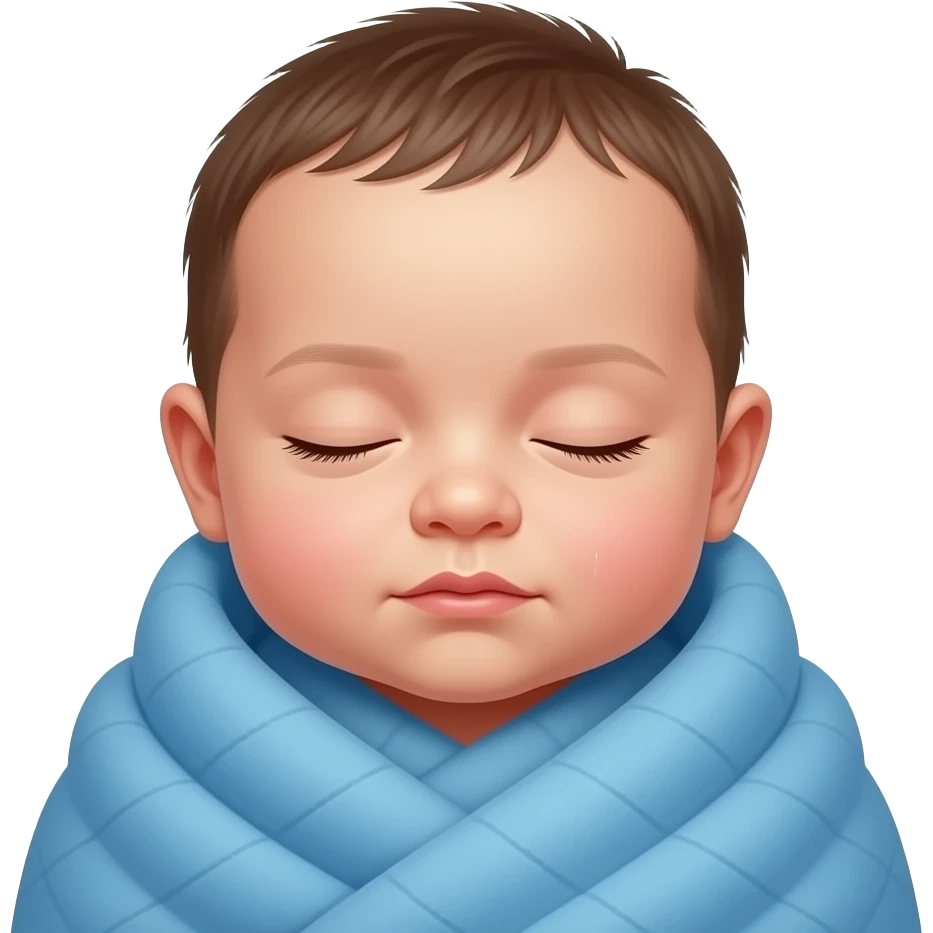 a little newborn baby wrapped in blue blanket with his eyes closed emoji