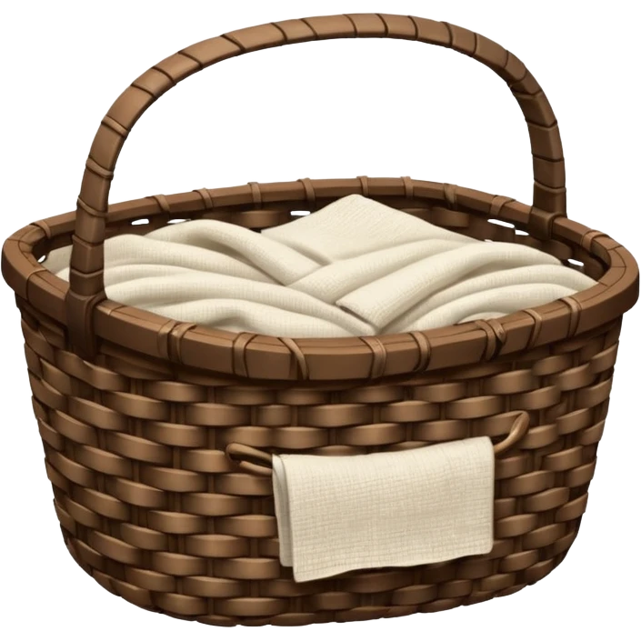 A woven raffia dark Brown basket with fresh washed linen emoji
