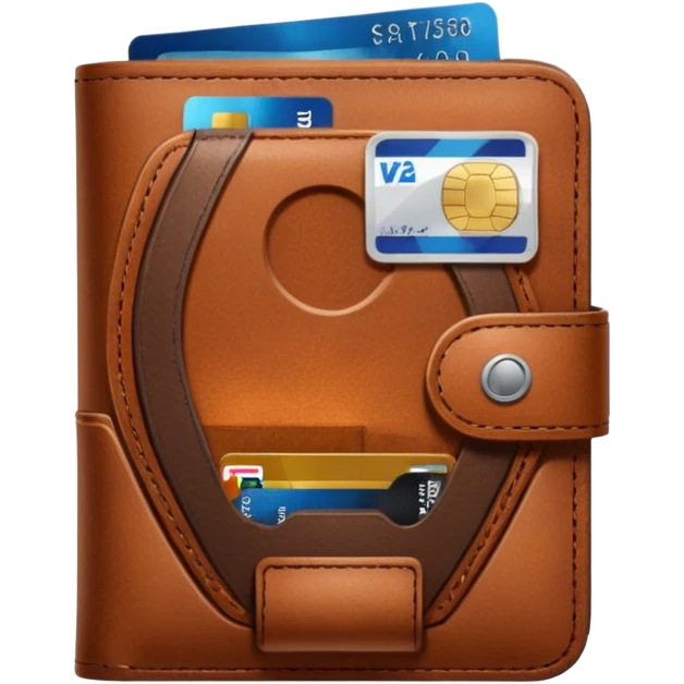 portefeuille marron avec billet et carte bancaire emoji
