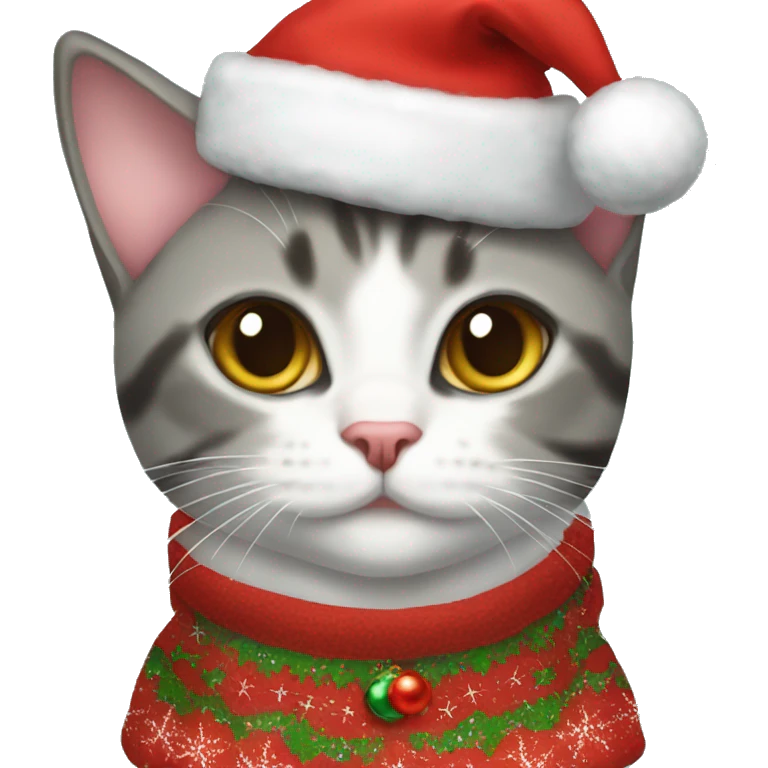Domestic shorthair cat wearing Christmas outfit  emoji