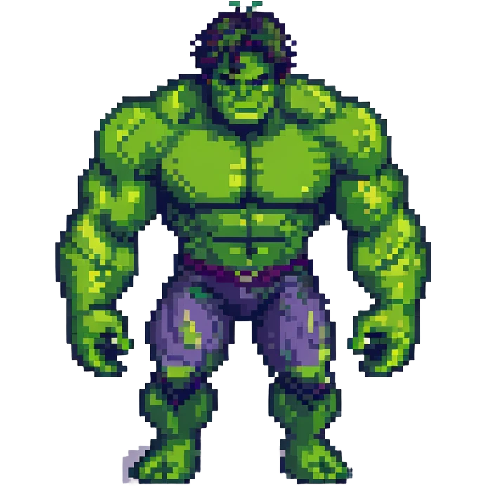 Bruce Banner transforming into Hulk sequence, 8-bit style emoji